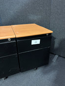 Switch Black metal and maple top 2 drawer mobile under desk pedestal 2 image