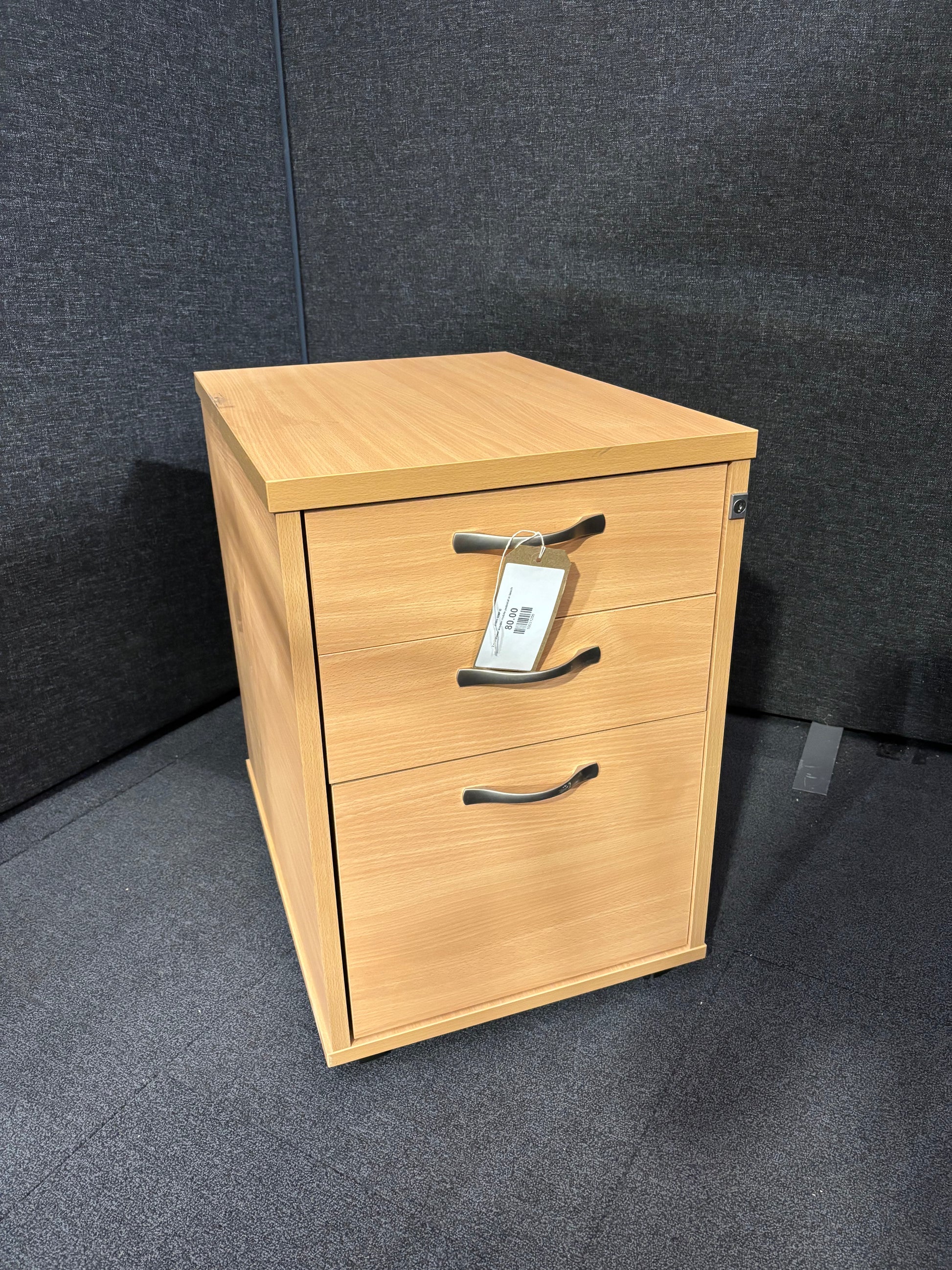 2 or 3 drawer wooden mobile pedestal in beech