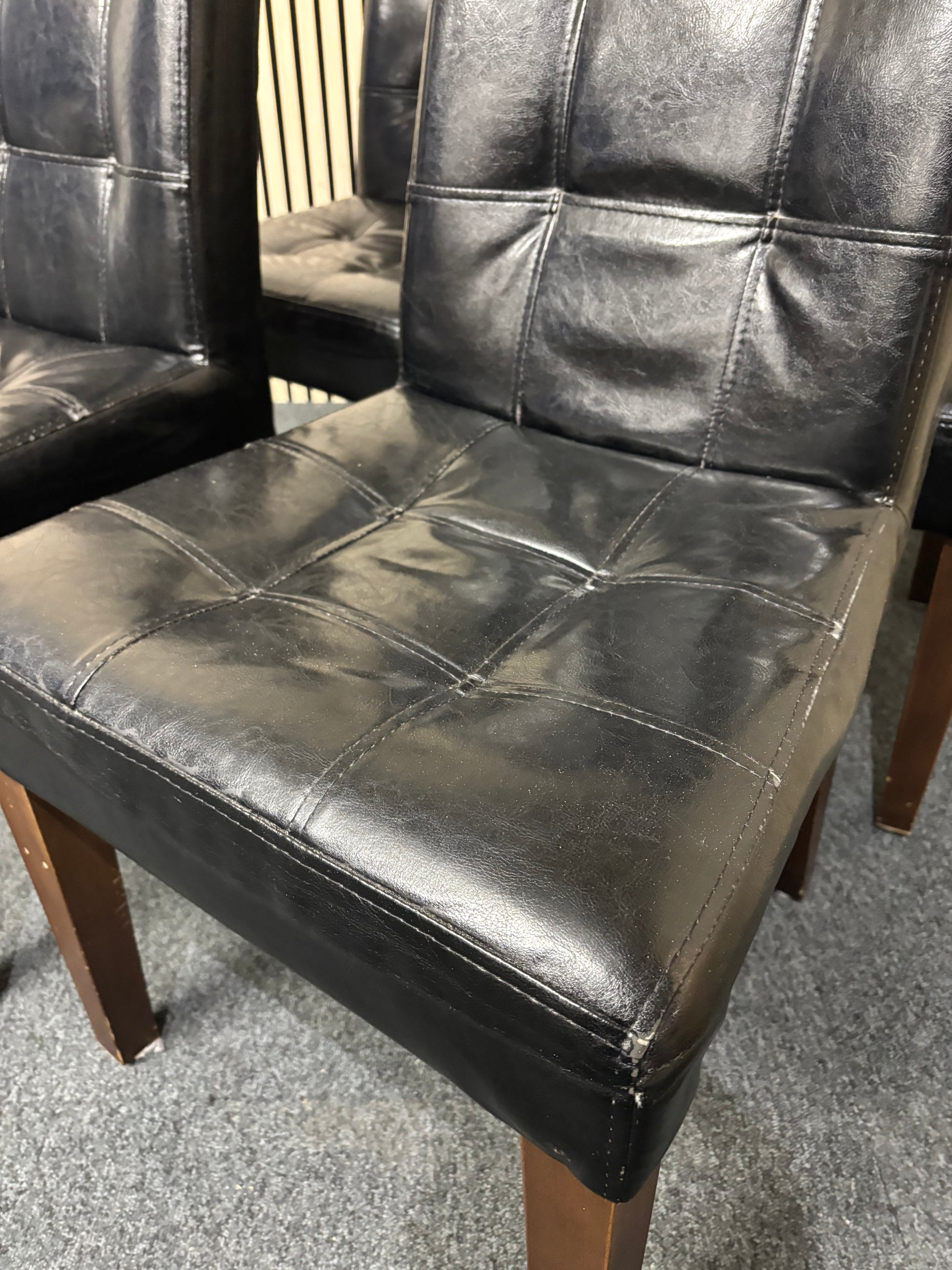 Black leatherette, solid wood frame dining chair- SET OF 4 3325