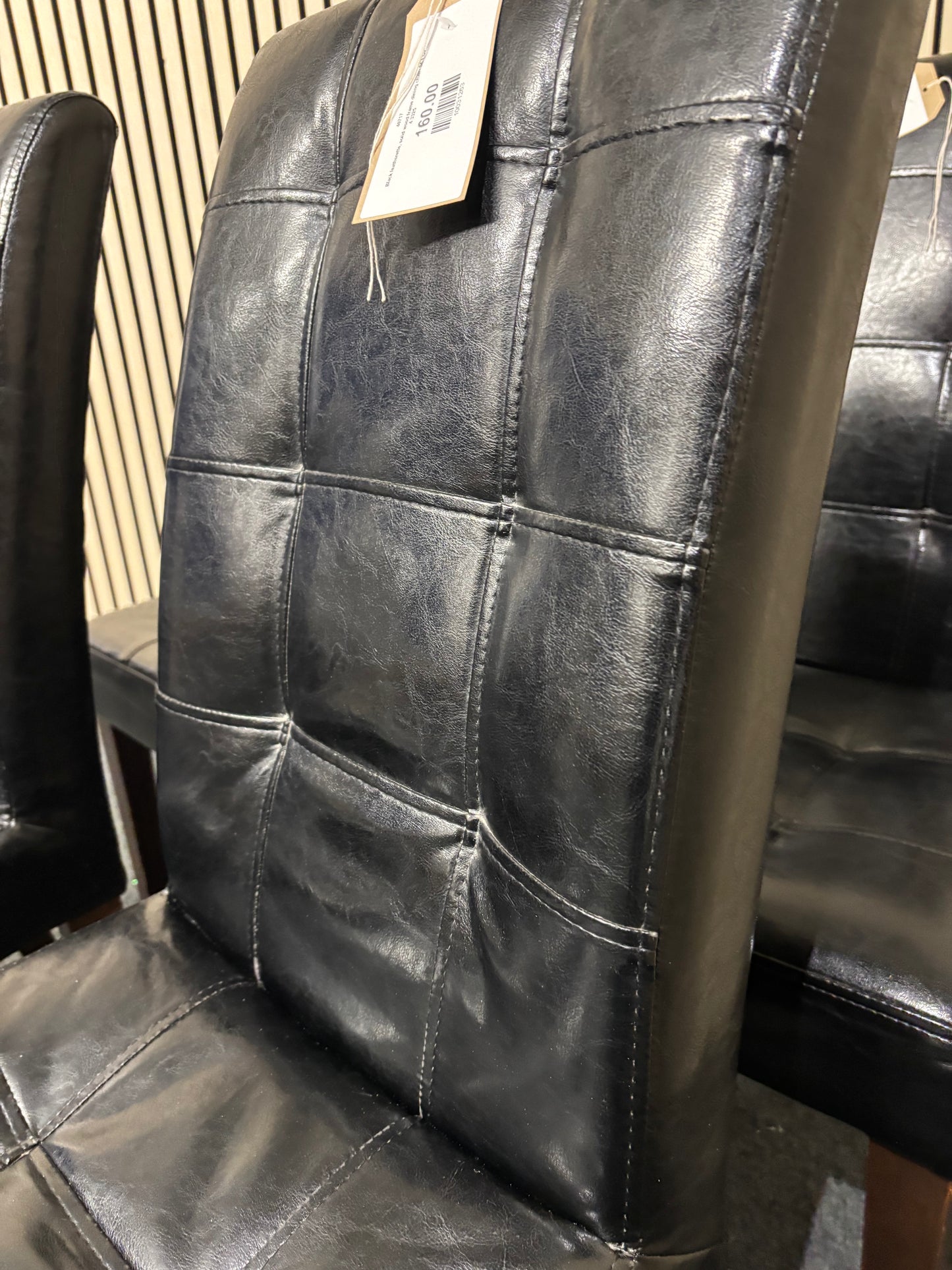 Black leatherette, solid wood frame dining chair- SET OF 4 3325
