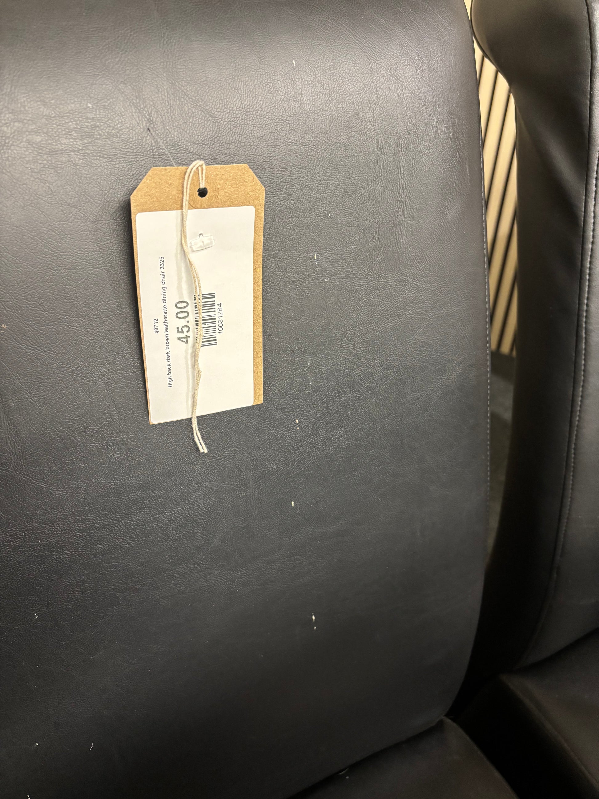 High back dark brown leatherette dining chair 3325