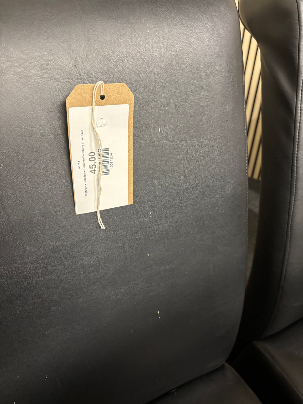 High back dark brown leatherette dining chair 3325