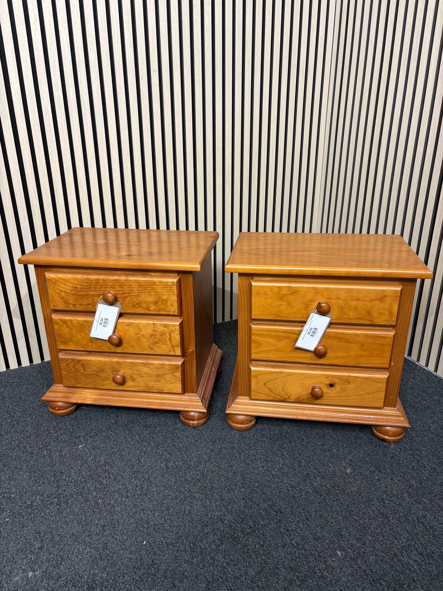 3 drawer solid pine bedside locker- SET OF 2 3325