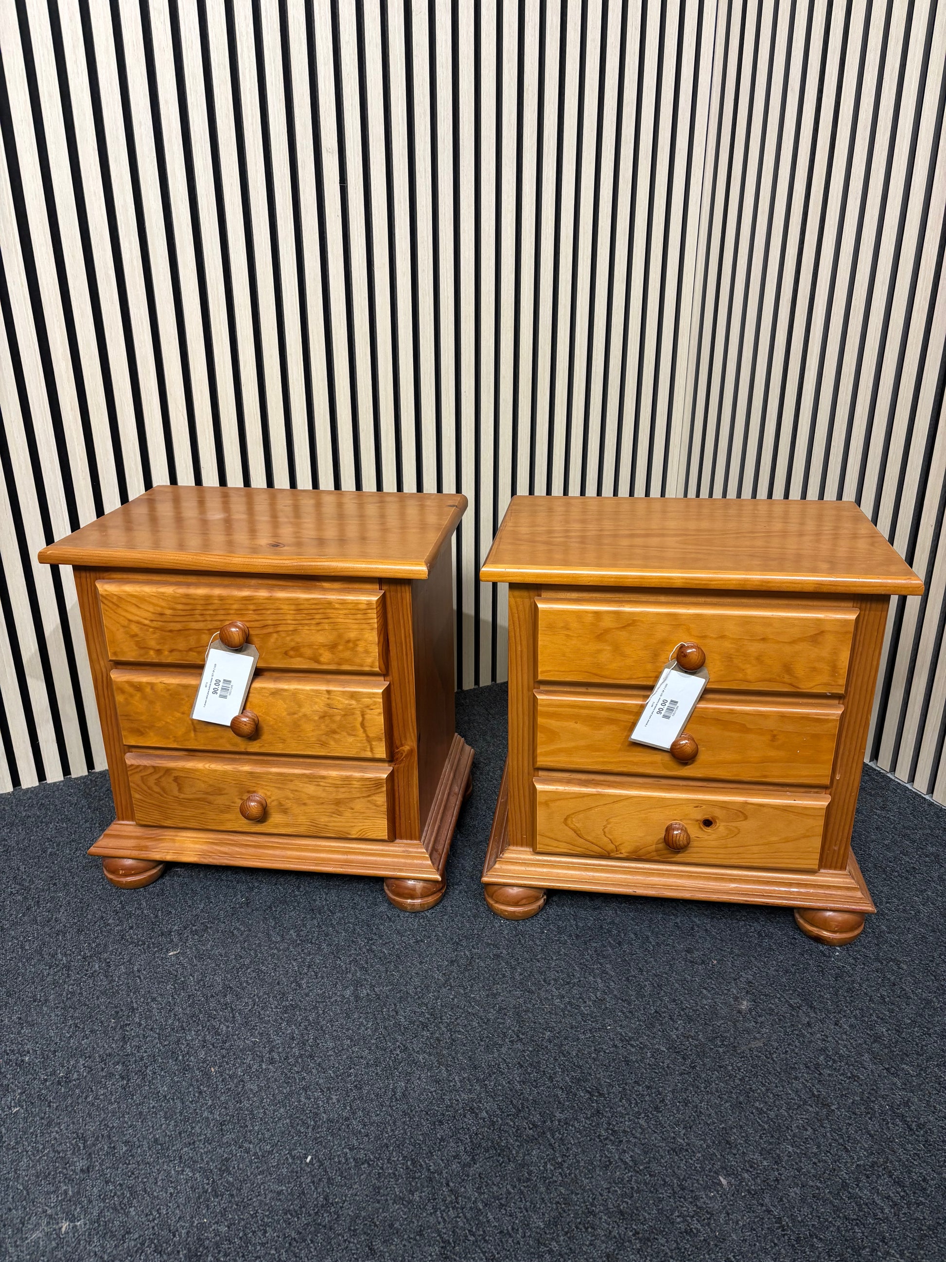 3 drawer solid pine bedside locker- SET OF 2 3325
