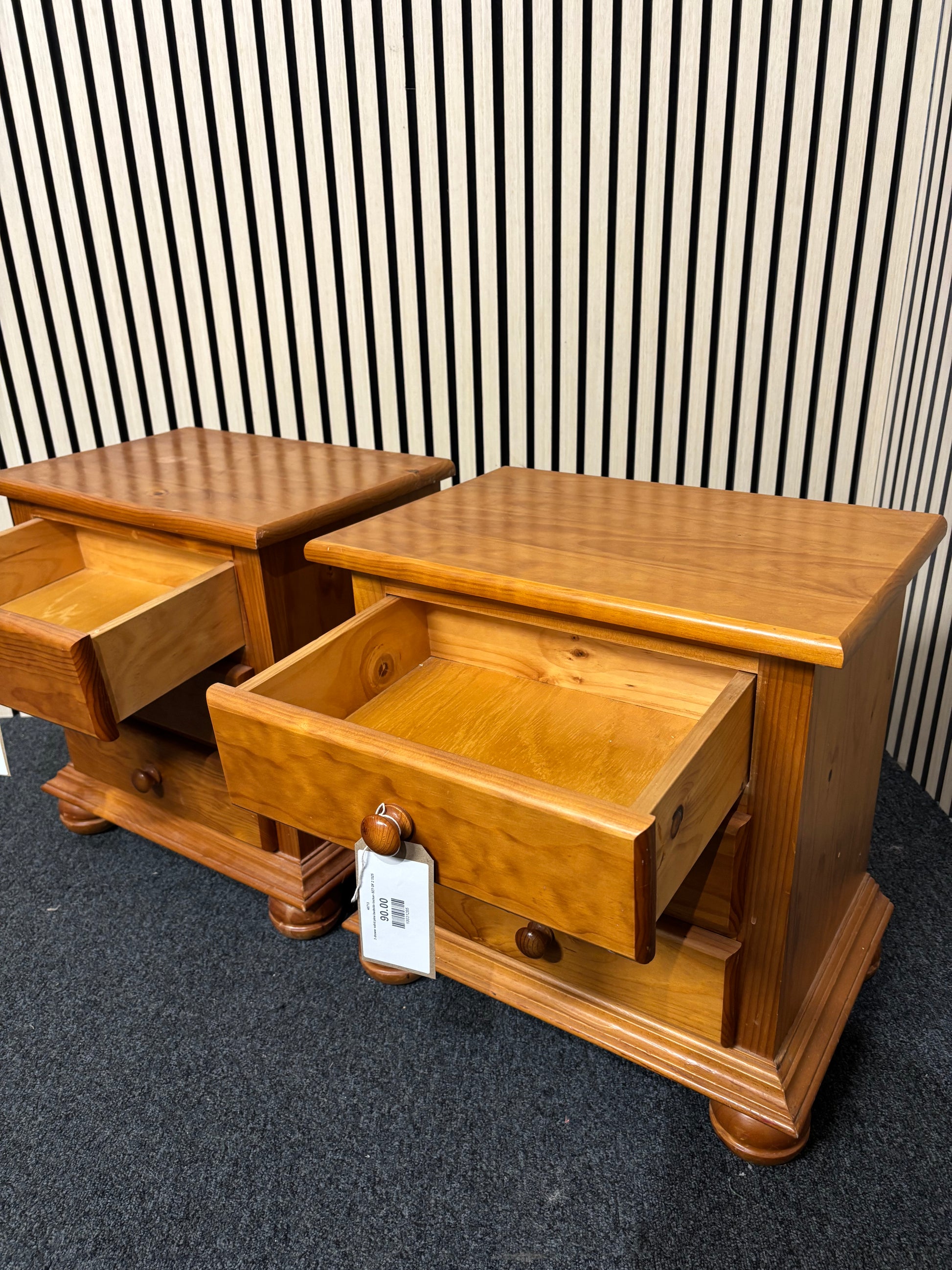 3 drawer solid pine bedside locker- SET OF 2 3325