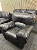 Switch 3+1+1 real black leather Natuzzi suite 3 image