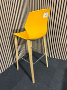 Switch NEW Roscoe high stool with natural oak legs and plastic shell- warm yellow 2 image