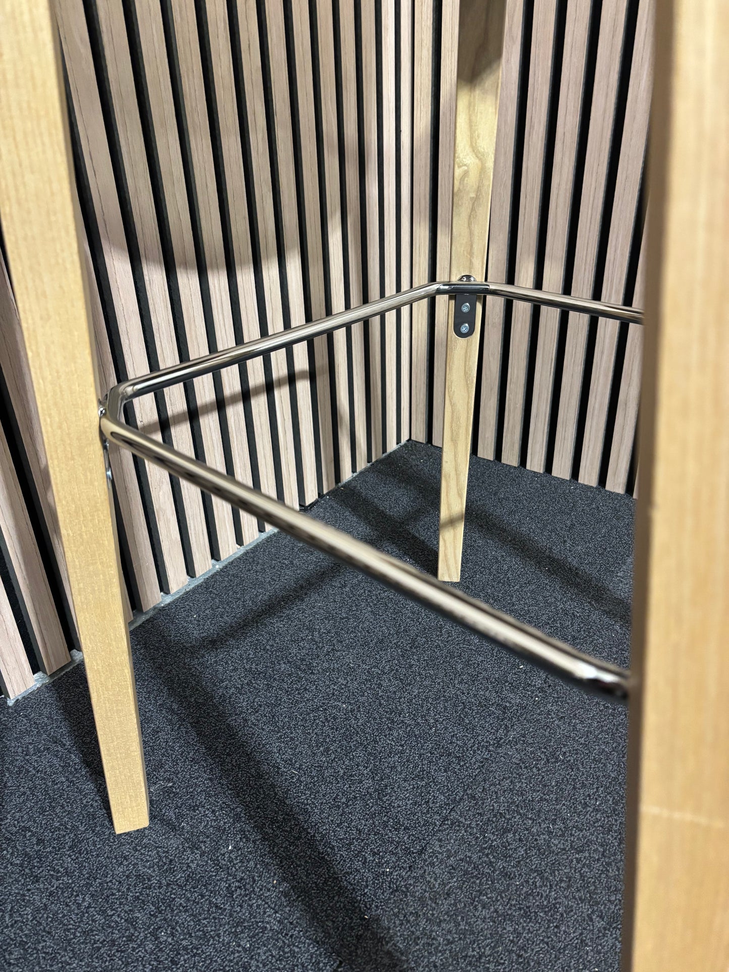 NEW Roscoe high stool with natural oak legs and plastic shell- warm yellow