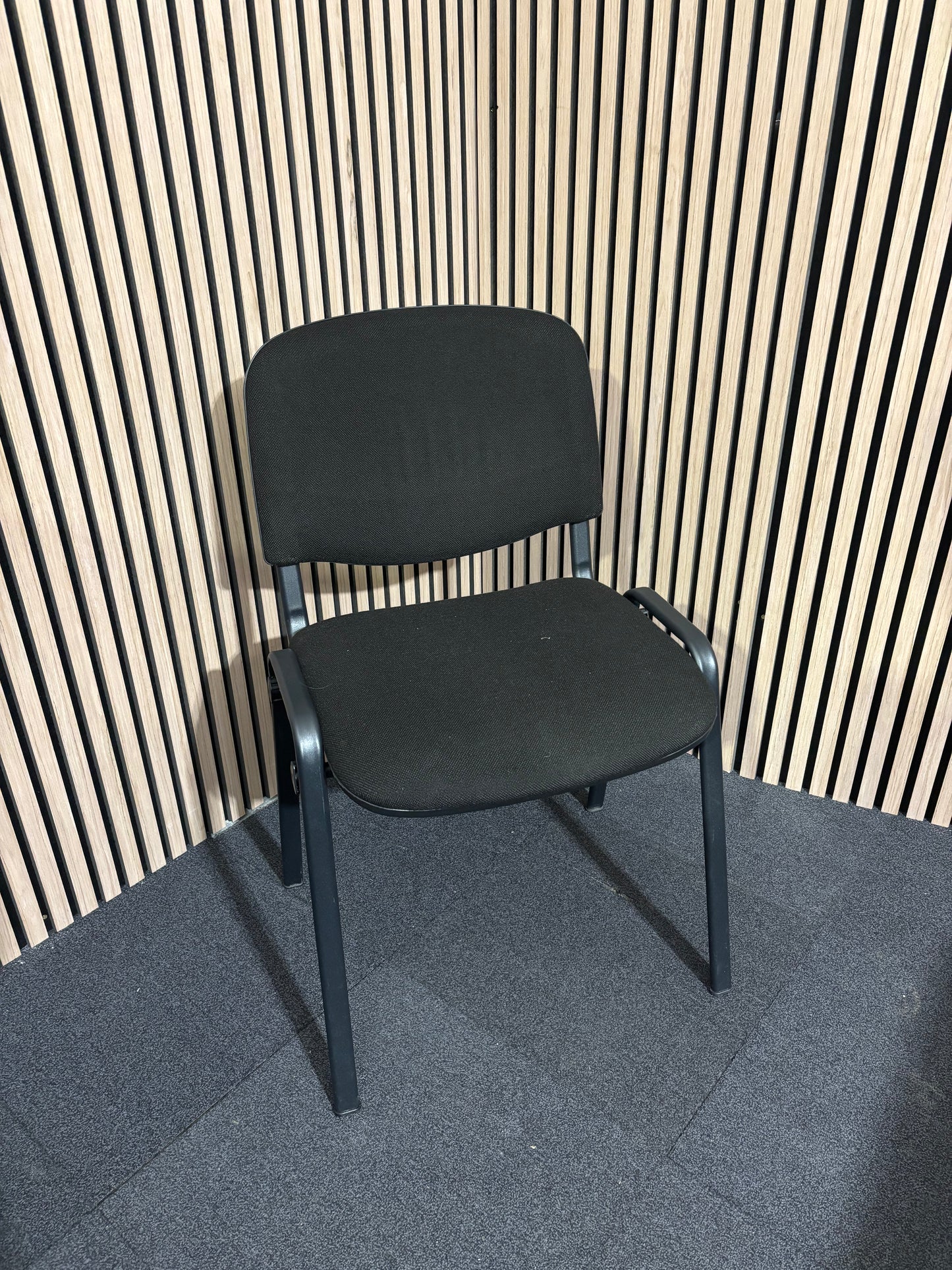 Black fabric plastic frame taurus stacking chair 2425