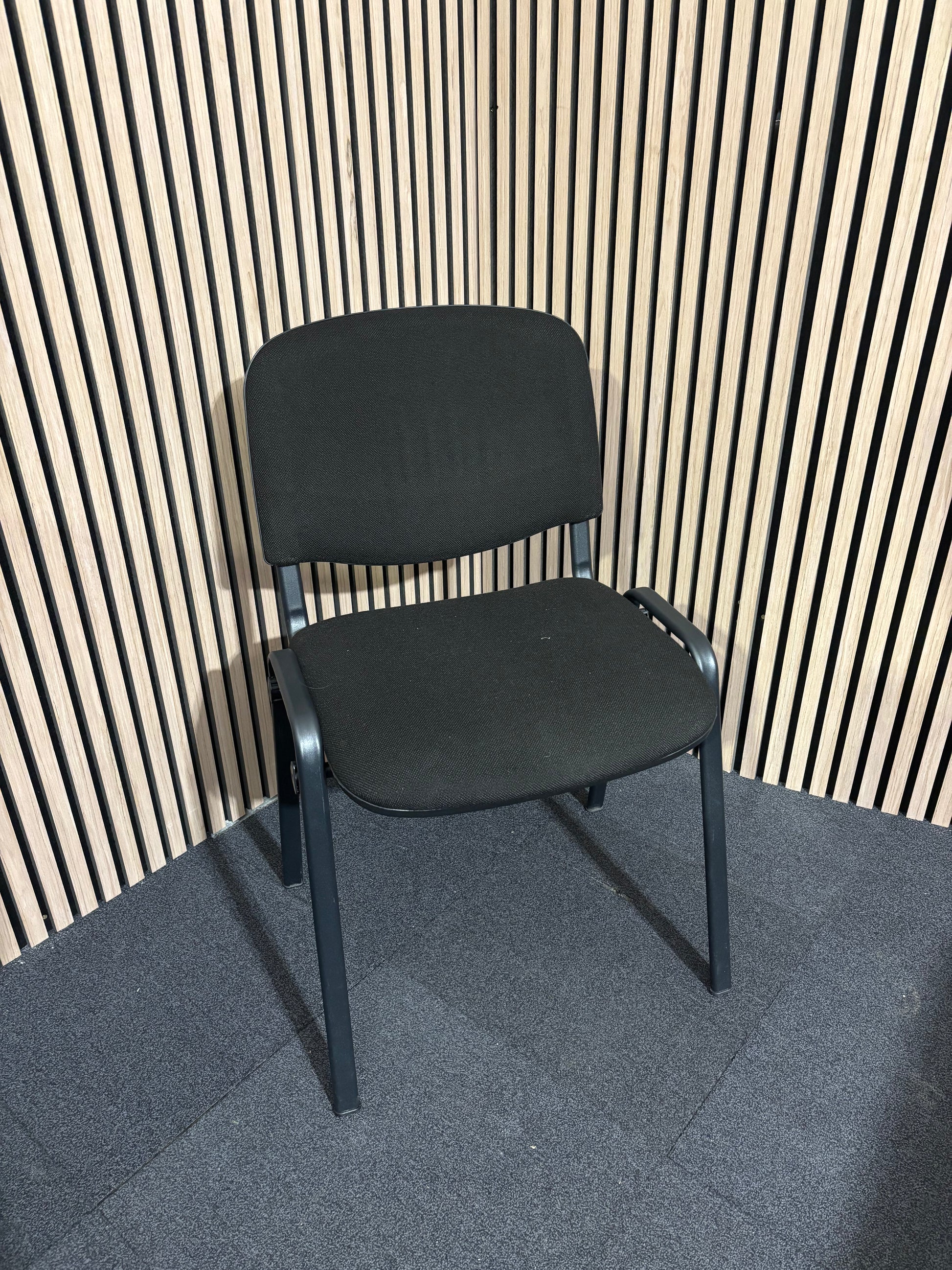 Black fabric plastic frame taurus stacking chair 2425