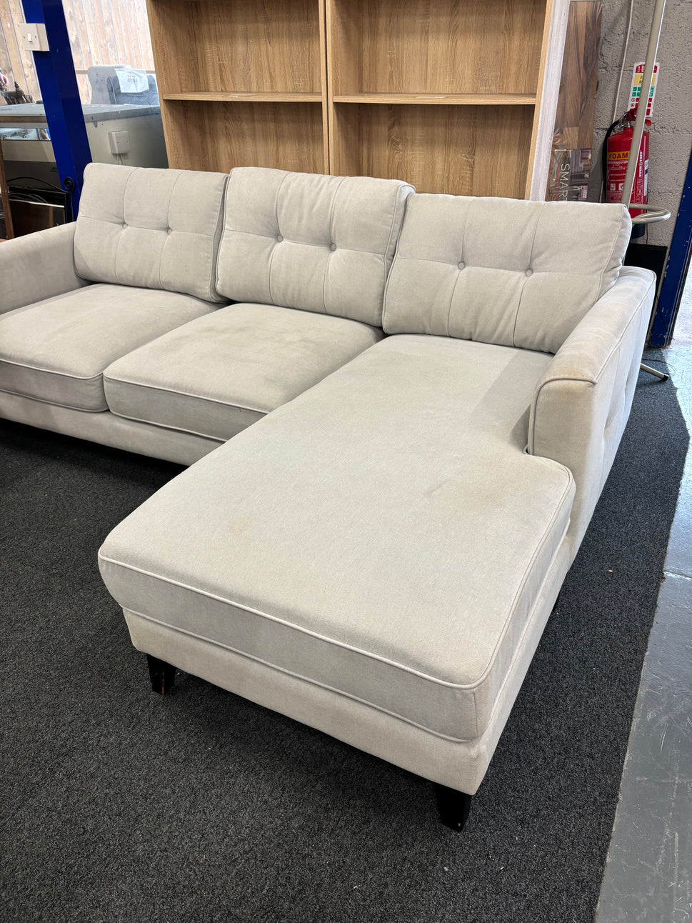 Large grey fabric corner sofa suite 1126