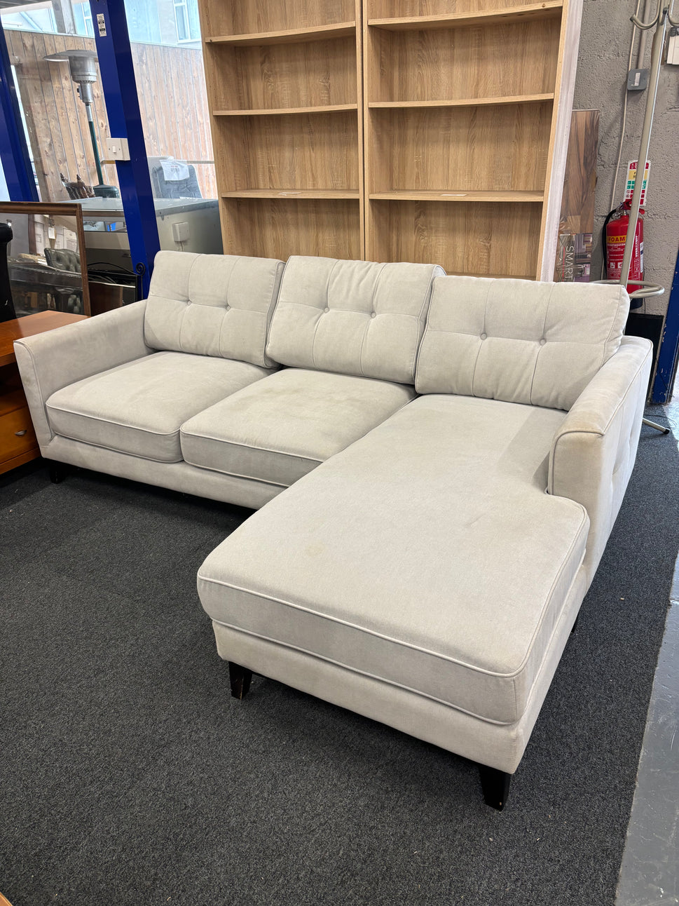 Large grey fabric corner sofa suite 1126