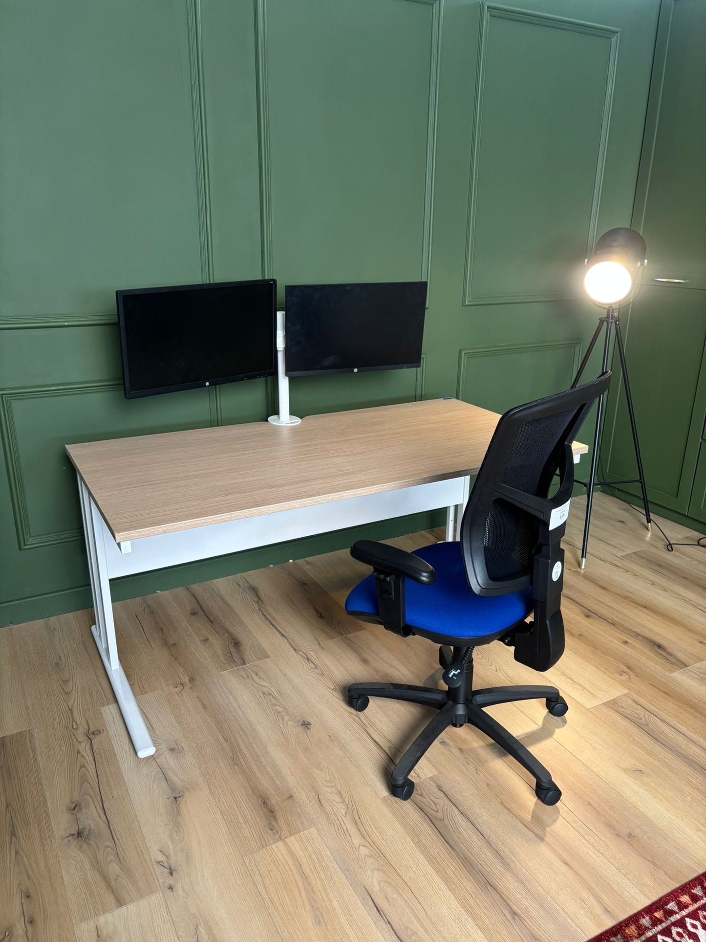 Straight Strata Oak Desk With Cantilever leg frame