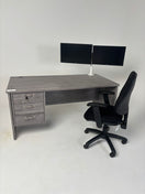 Switch Straight desk 168 with fixed pedestal  (1600mm x 800mm) - Grey Oak 2 image