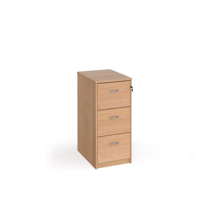 3 drawer Beech laminate filing cabinet with silver handles with key 1045H x 480W x 650D. Price inc VAT