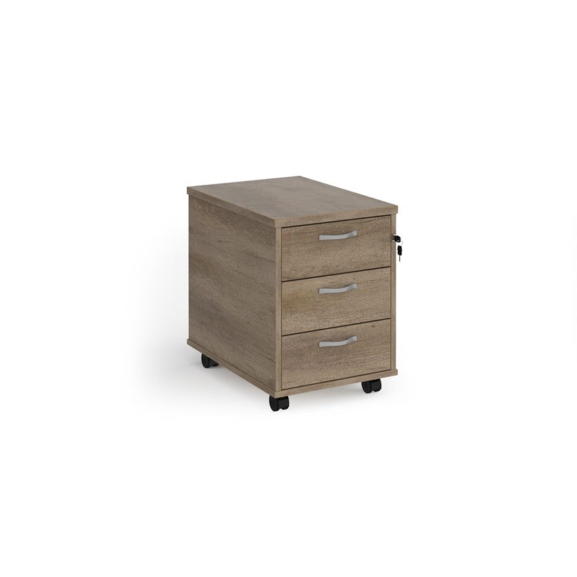 Mobile 3 drawer slim under desk pedestal on castors