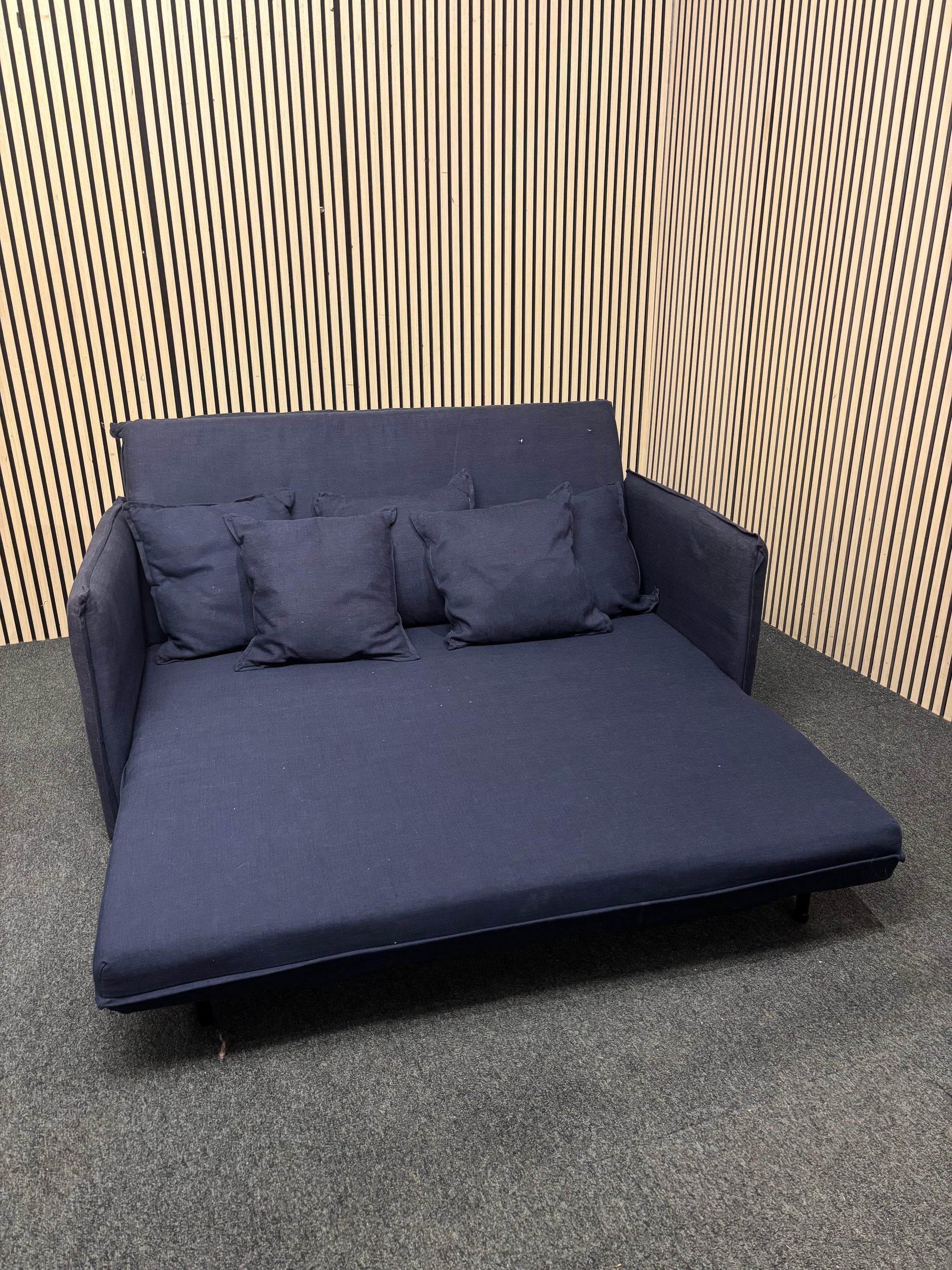 Dark navy fabric futon sofa  3126