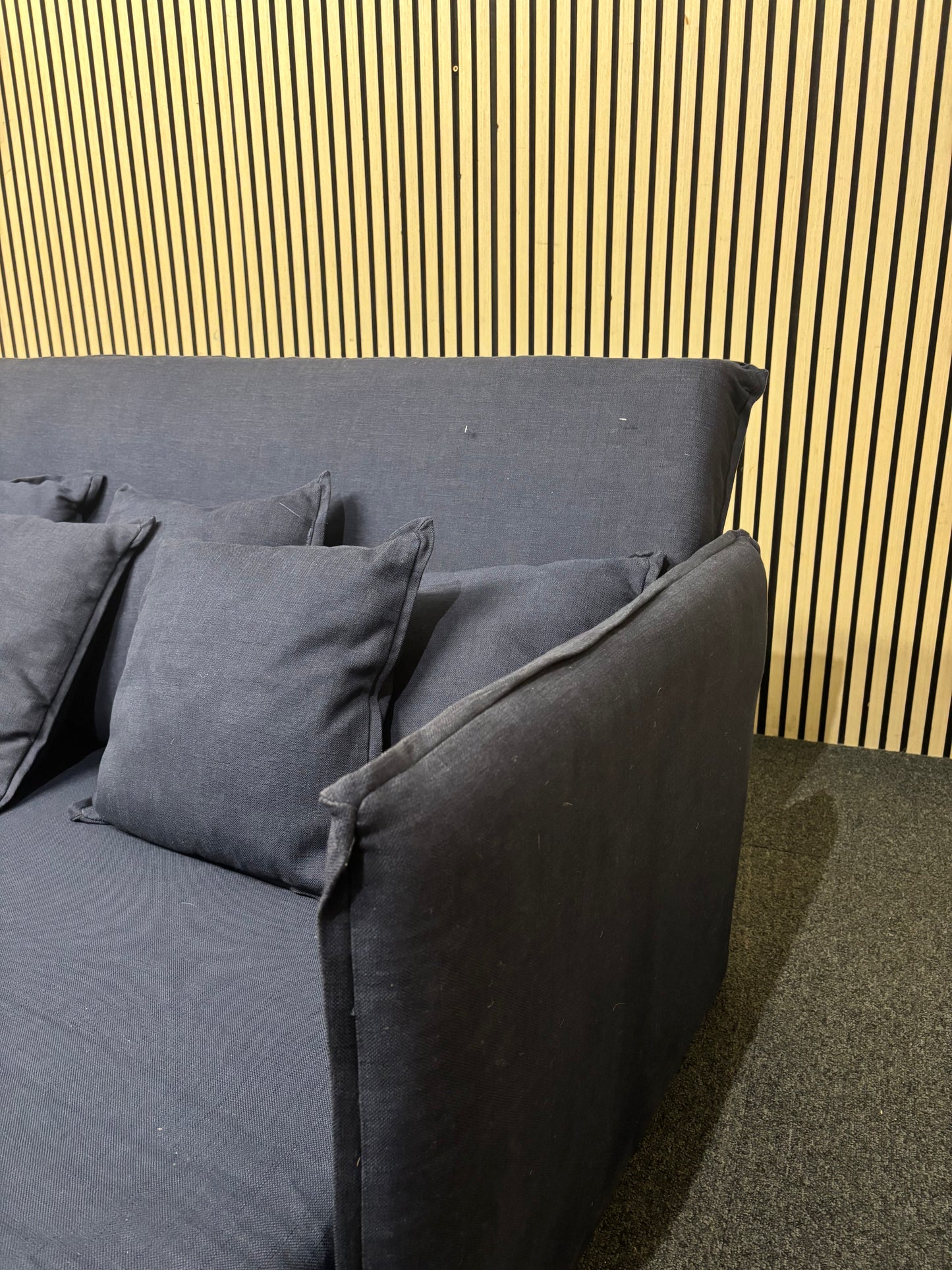 Dark navy fabric futon sofa  3126
