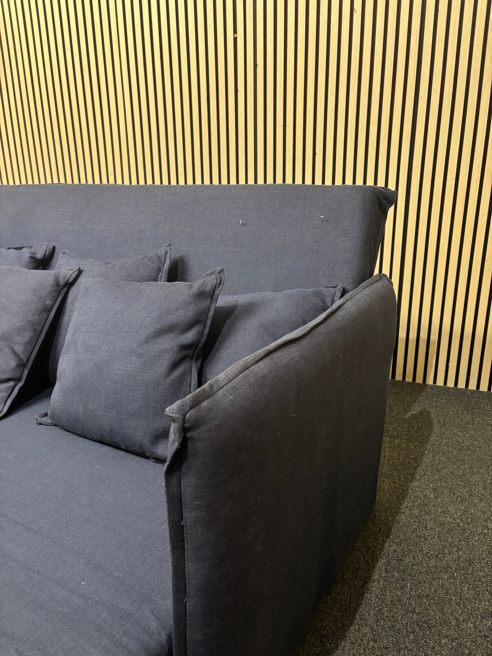 Dark navy fabric futon sofa  3126