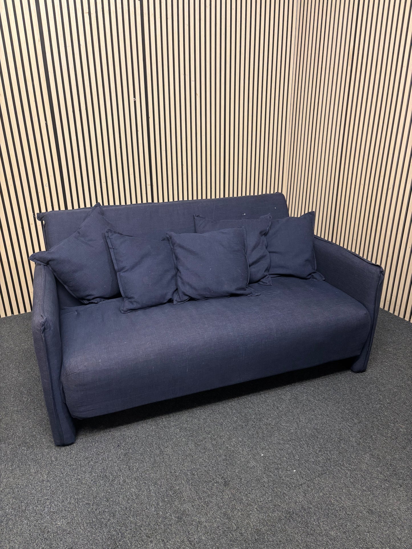 Dark navy fabric futon sofa  3126