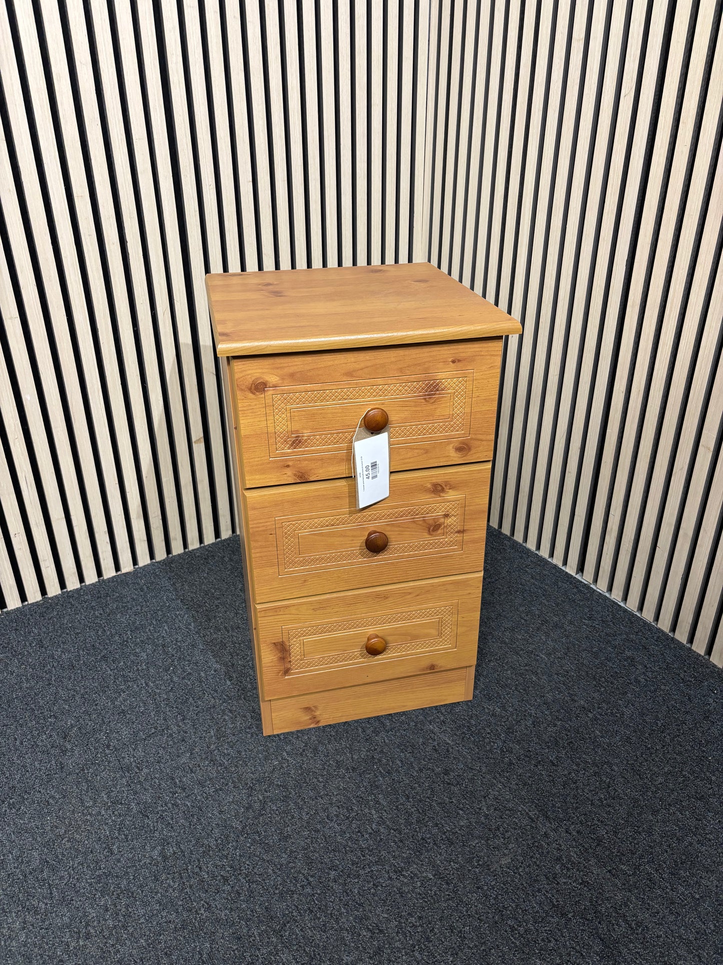 3 drawer pine laminate bedside locker 3126