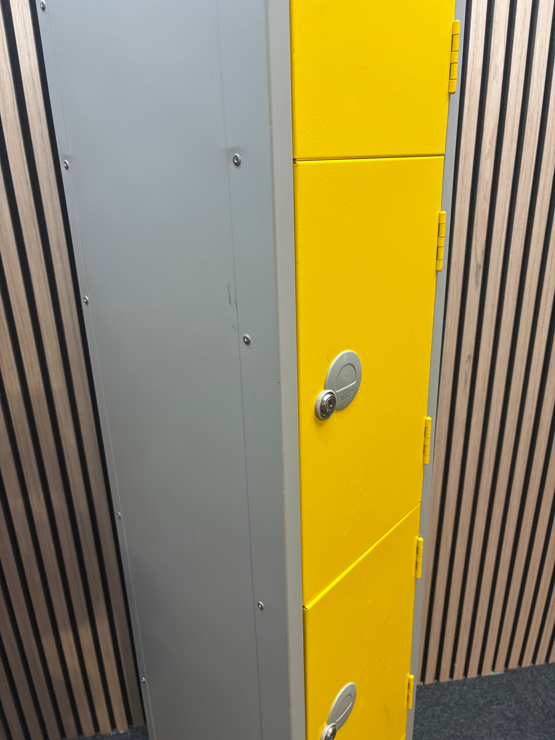 Elite yellow and grey 4 door personal locker with keys