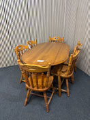 Switch Solid pine framed kitchen table with 6 solid pine spindle back matching chairs (H 74 x W 148 x D 89 cm) 3126 2 image