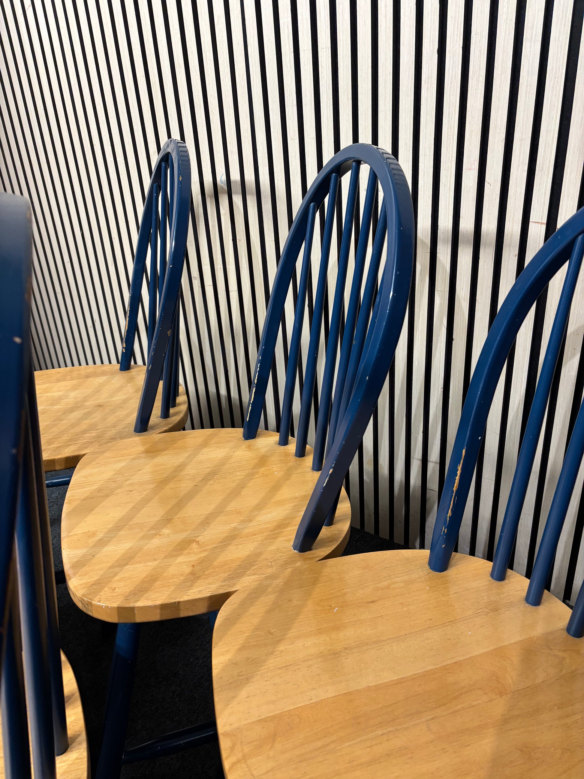 Solid wood, blue painted back kitchen chairs (SET OF 5) 3126