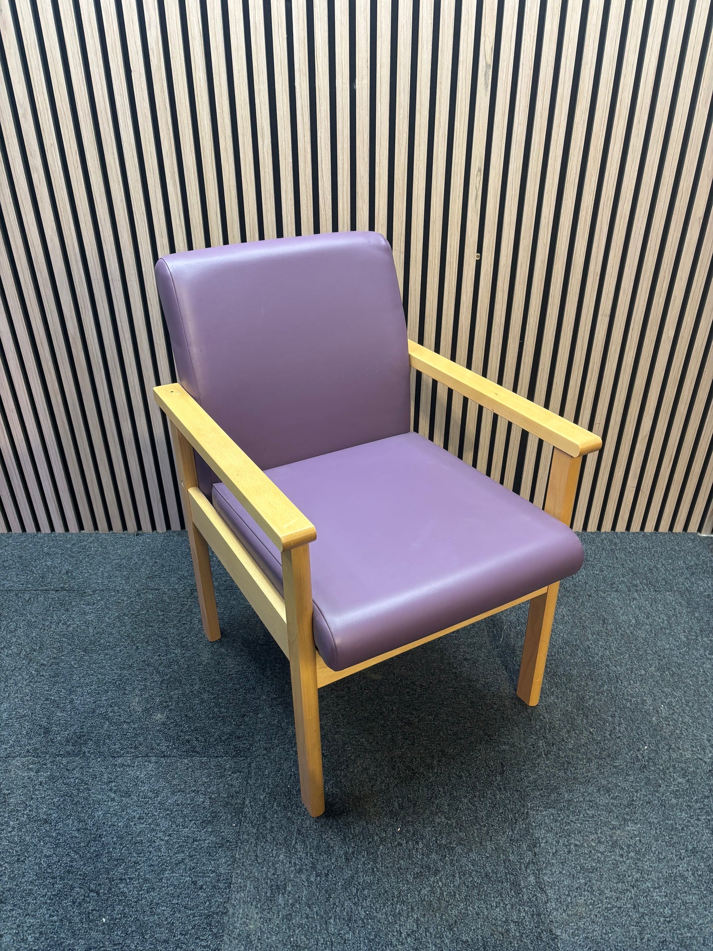 Purple Meavy reception chair with leatherette seats