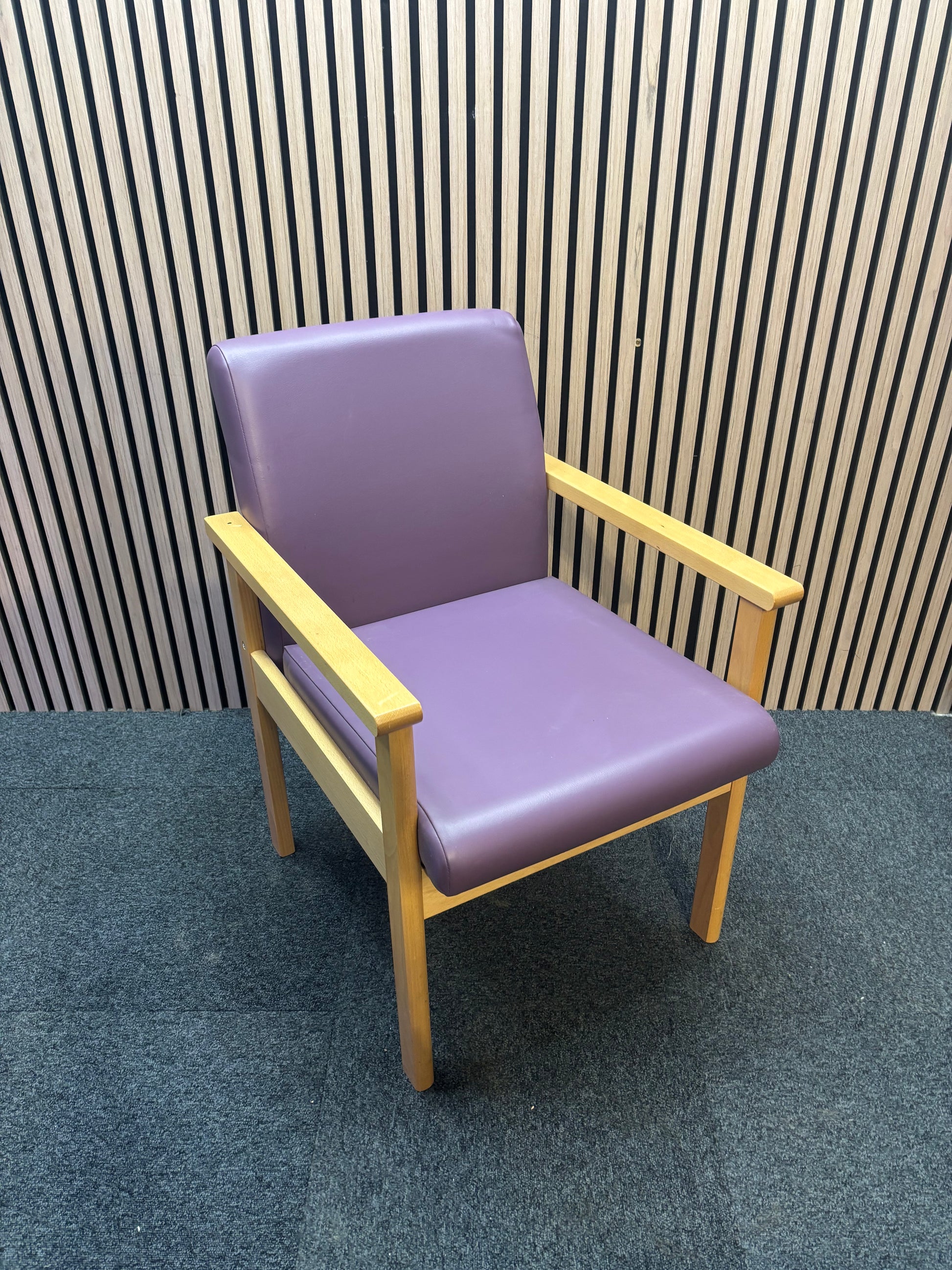 Purple Meavy reception chair with leatherette seats
