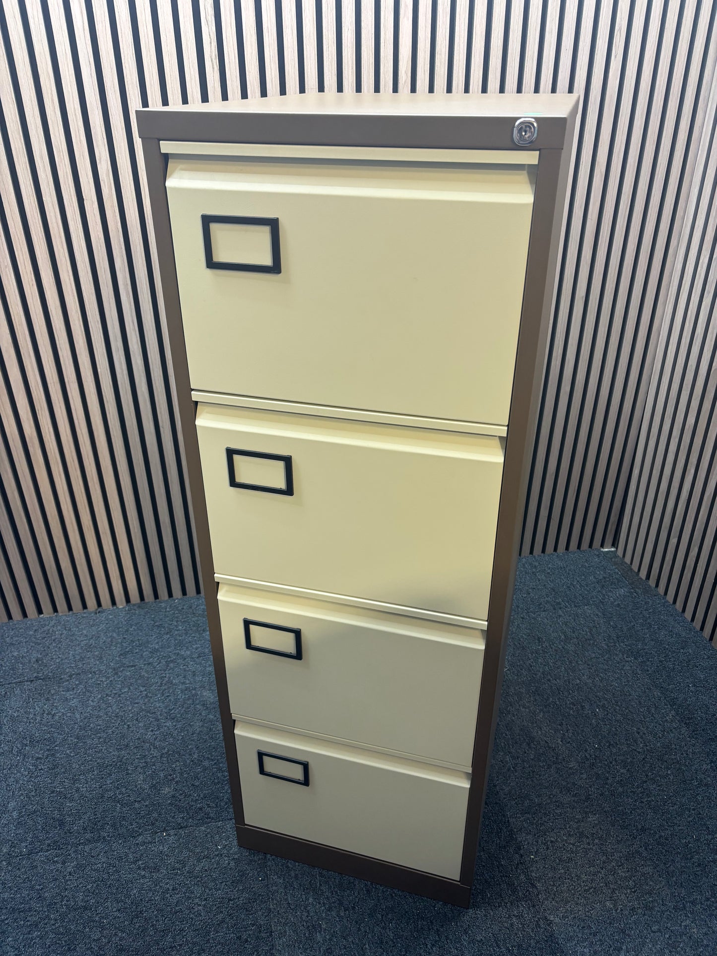 Tall 4 drawer coffee cream filing cabinet