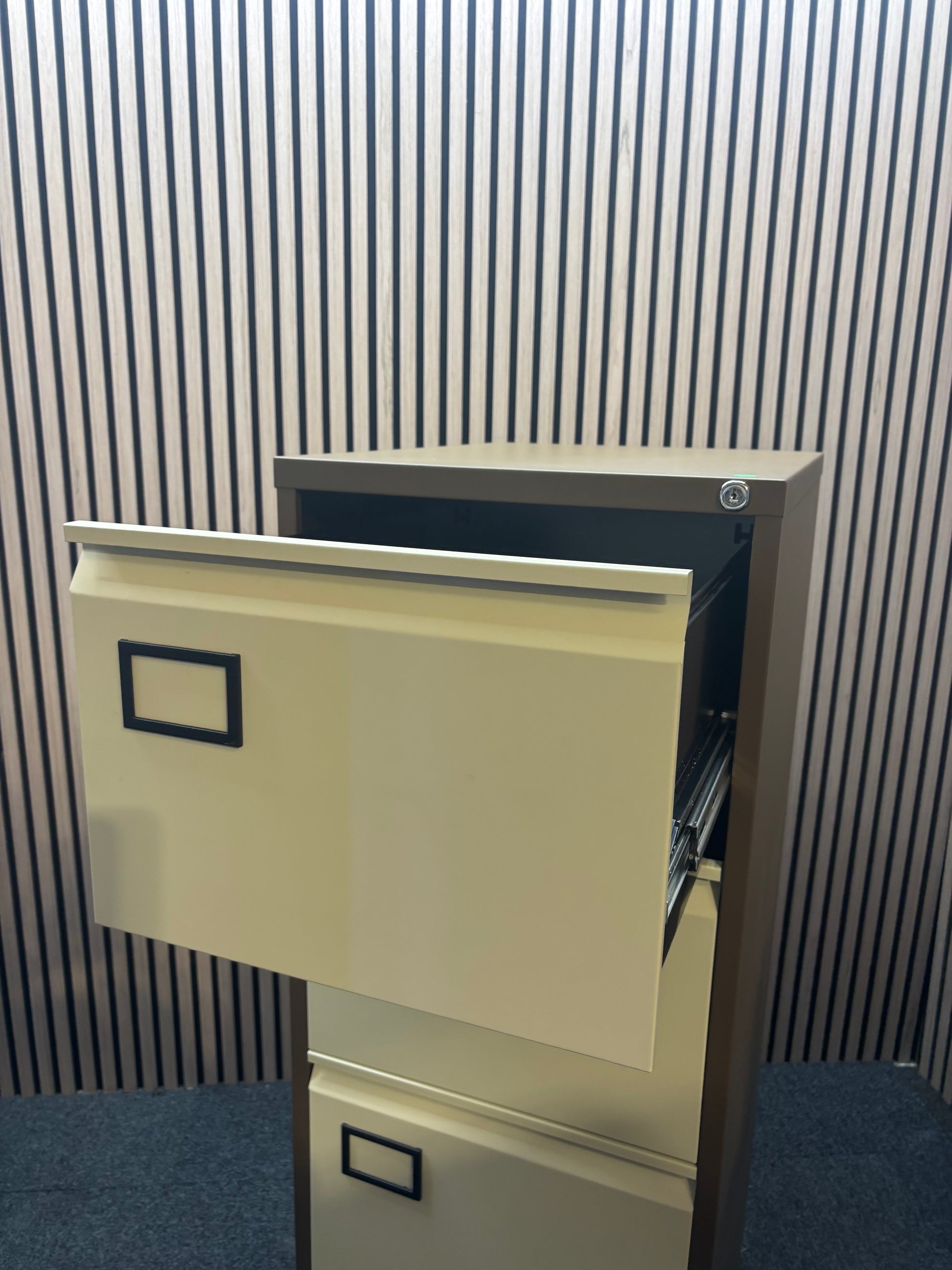 Tall 4 drawer coffee cream filing cabinet