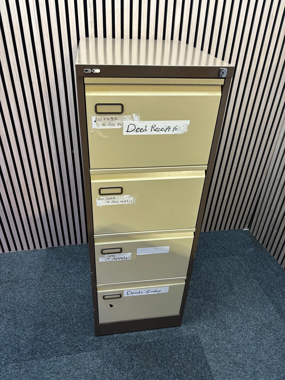 Tall 4 drawer coffee cream filing cabinet