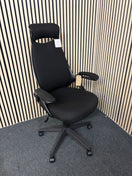 Switch NEW Tuscan high back swivel chair, black fabric seat, fabric back and headrest with pivot arms. PRICE INC VAT 2 image