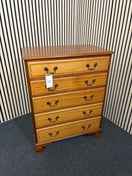 Switch Stained pine 5 drawer chest of drawers with ornate handles (H 100 x W 75 x D 46 cm) 3126 2 image