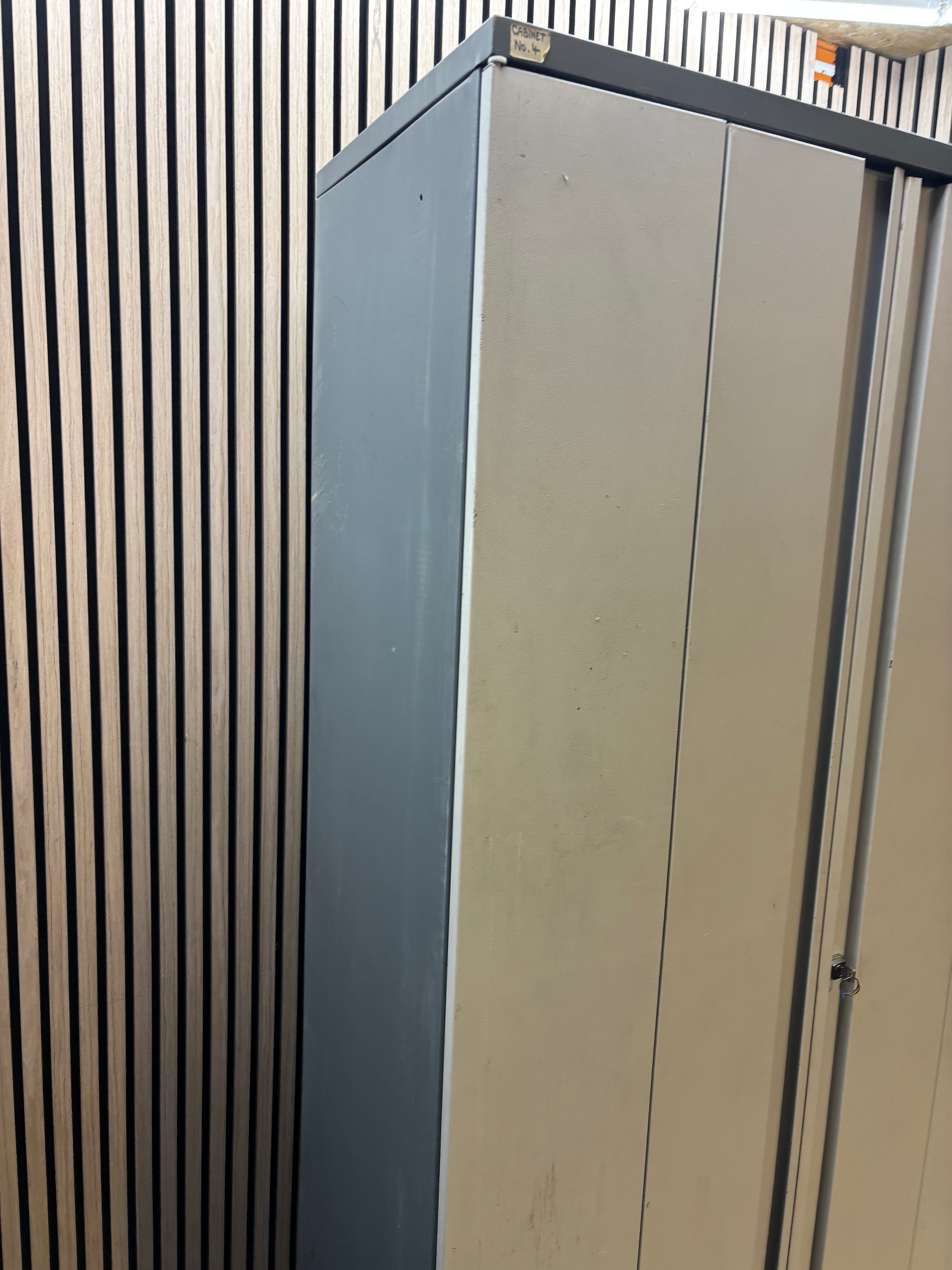 Tall Twinlock 2 door bifold  steel storage unit with internal shelves and key 100Wx50Dx191H