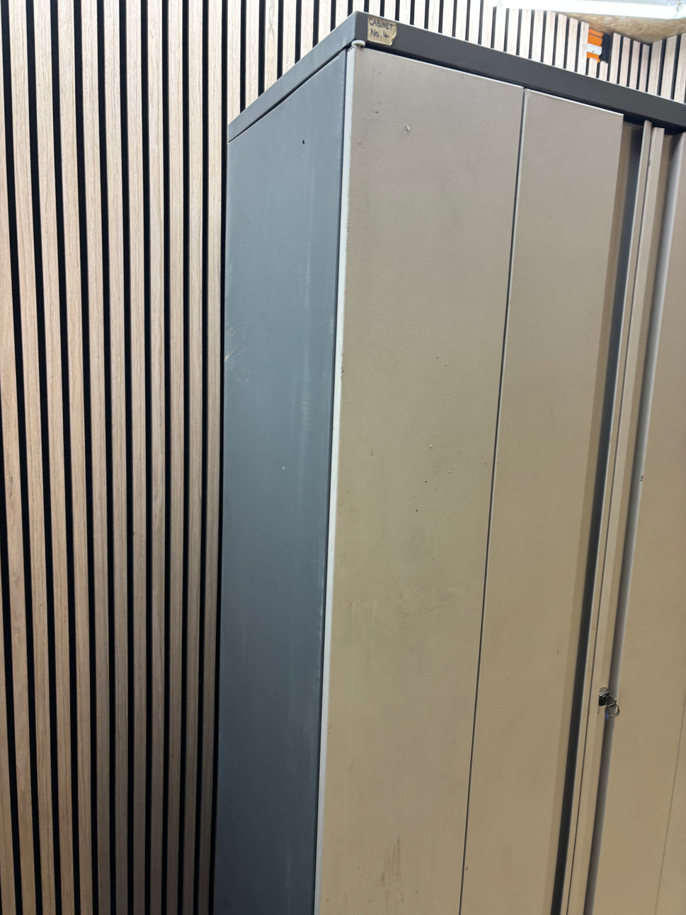 Tall Twinlock 2 door bifold  steel storage unit with internal shelves and key 100Wx50Dx191H