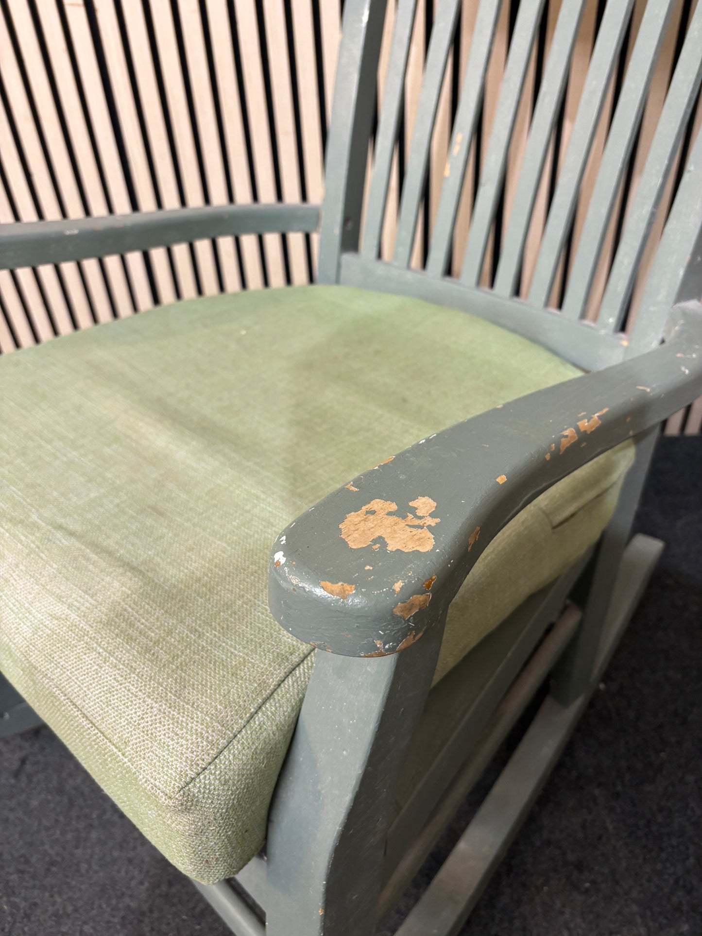 Grey Painted Rocking Chair Wooden Frame - ideal for upcycle 3126