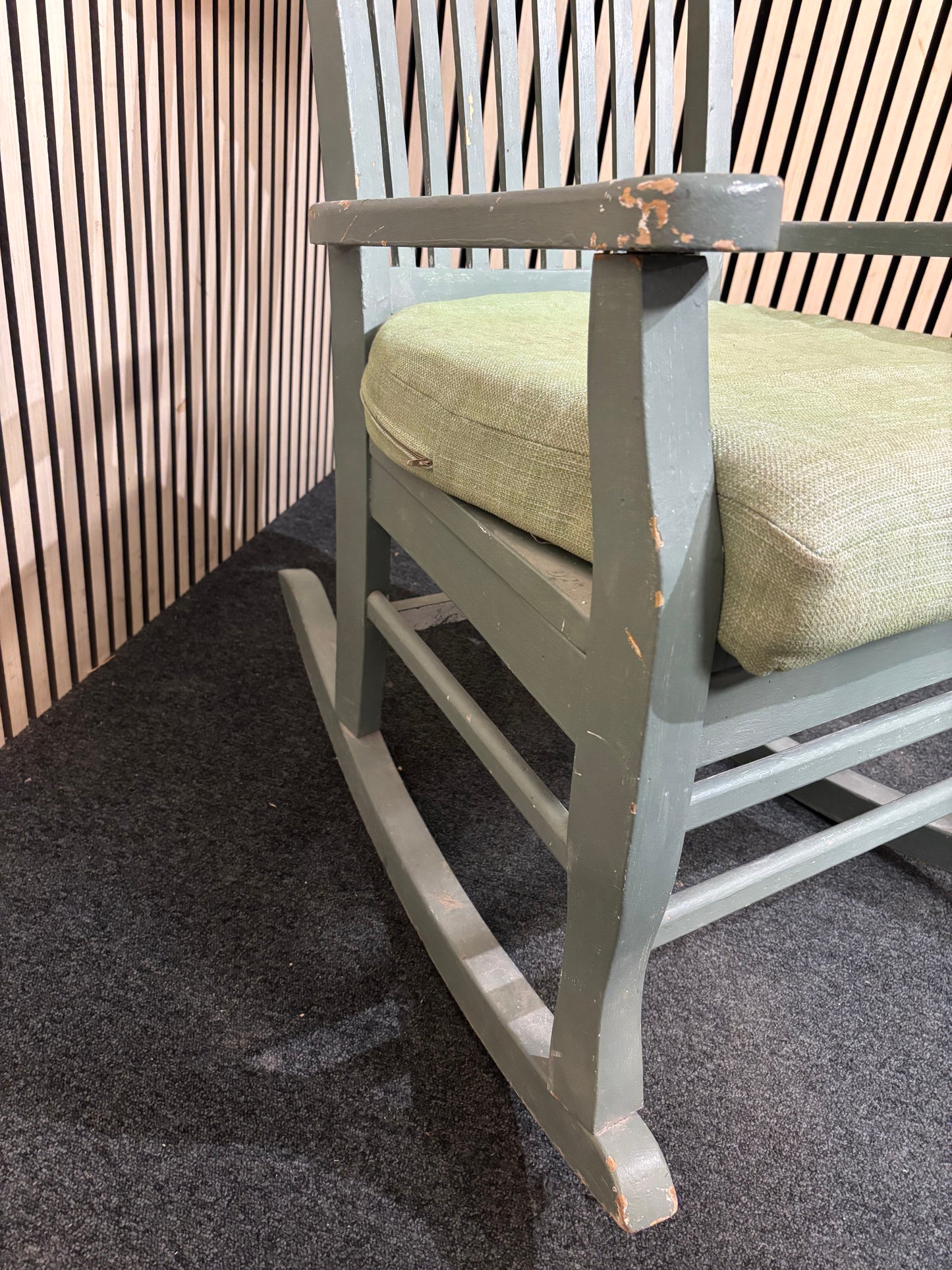 Grey Painted Rocking Chair Wooden Frame - ideal for upcycle 3126