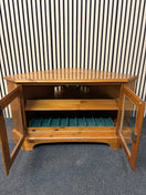 Switch Solid pine low corner tv unit with glass doors and key 3126 3 image