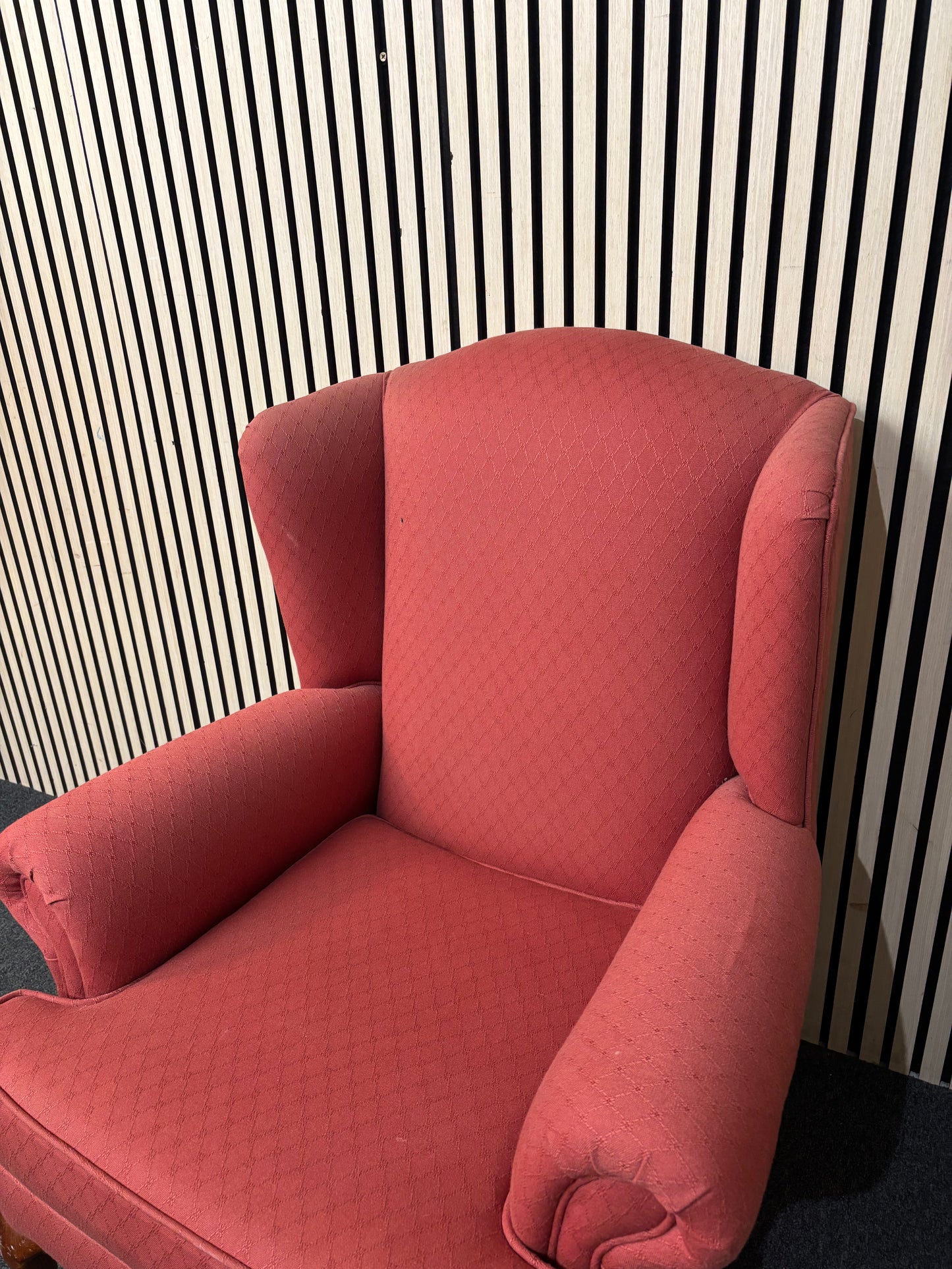 Red fabric solid wooden framed armchair 3126