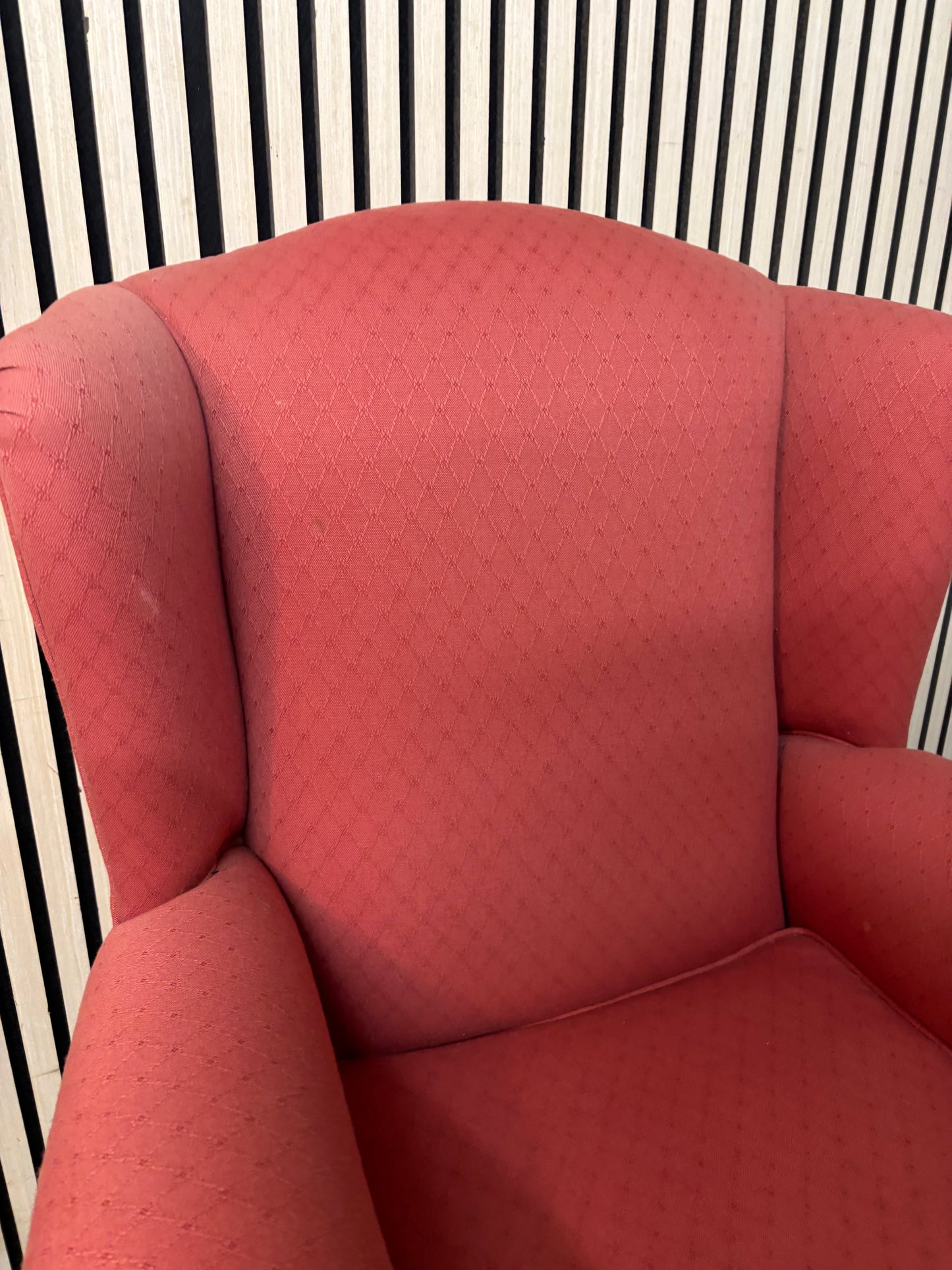 Red fabric solid wooden framed armchair 3126