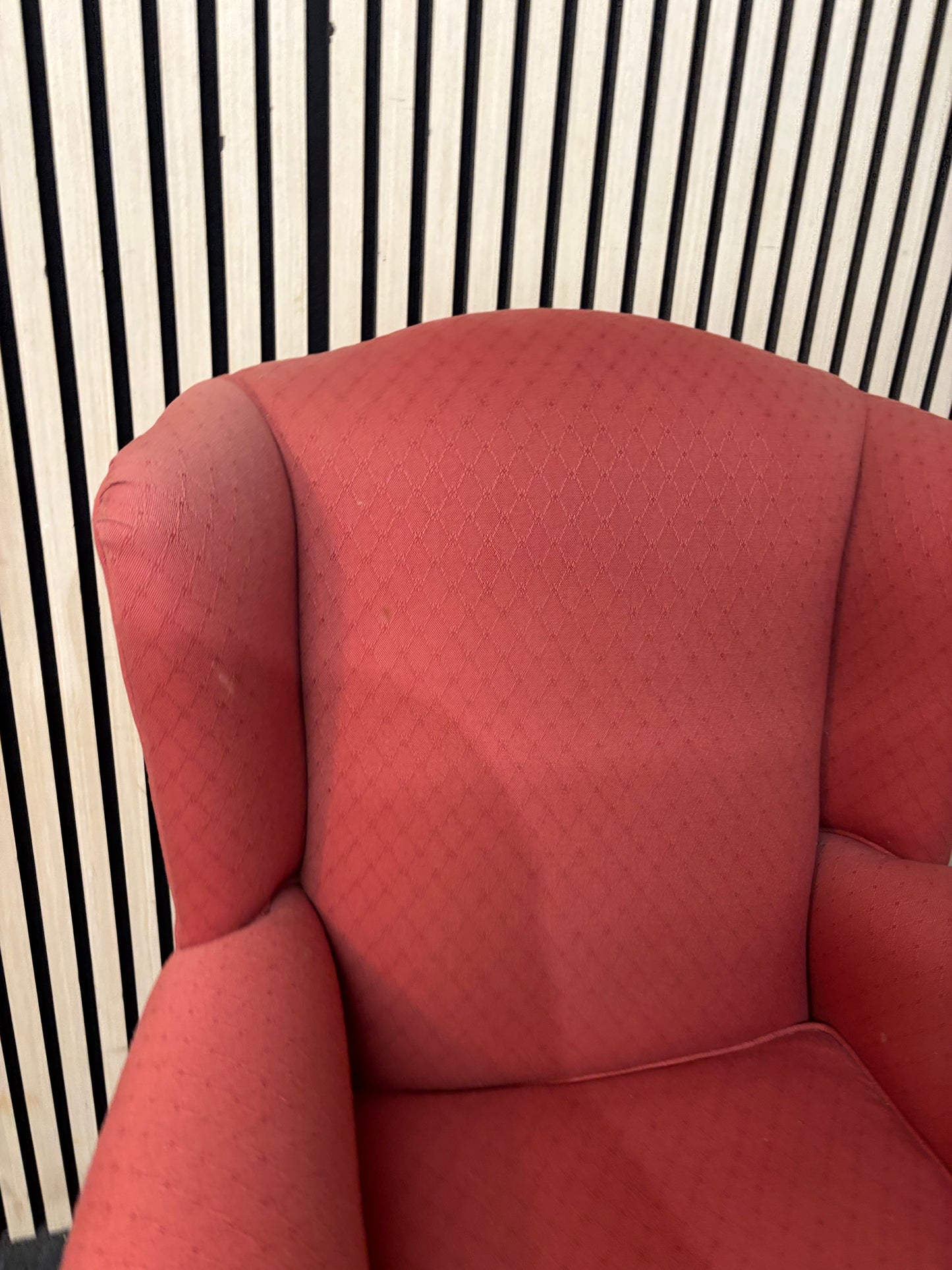 Red fabric solid wooden framed armchair 3126