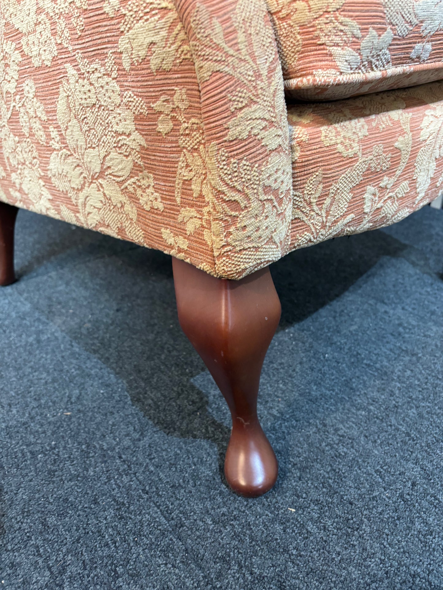 High mixed fabric solid wood framed wing back armchair 3126