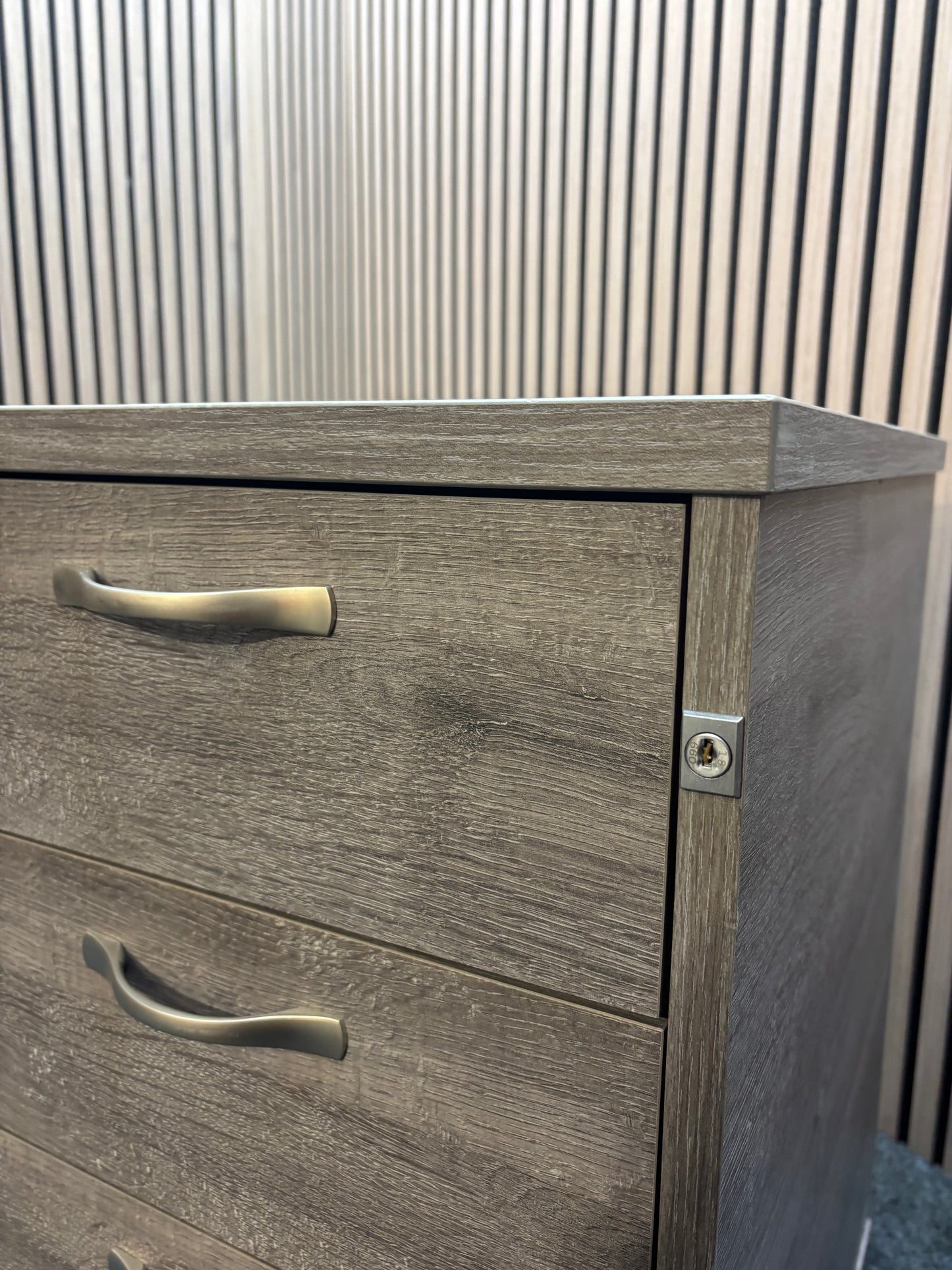Wooden 600 desk high pedestal  (600mm deep) - Grey Oak