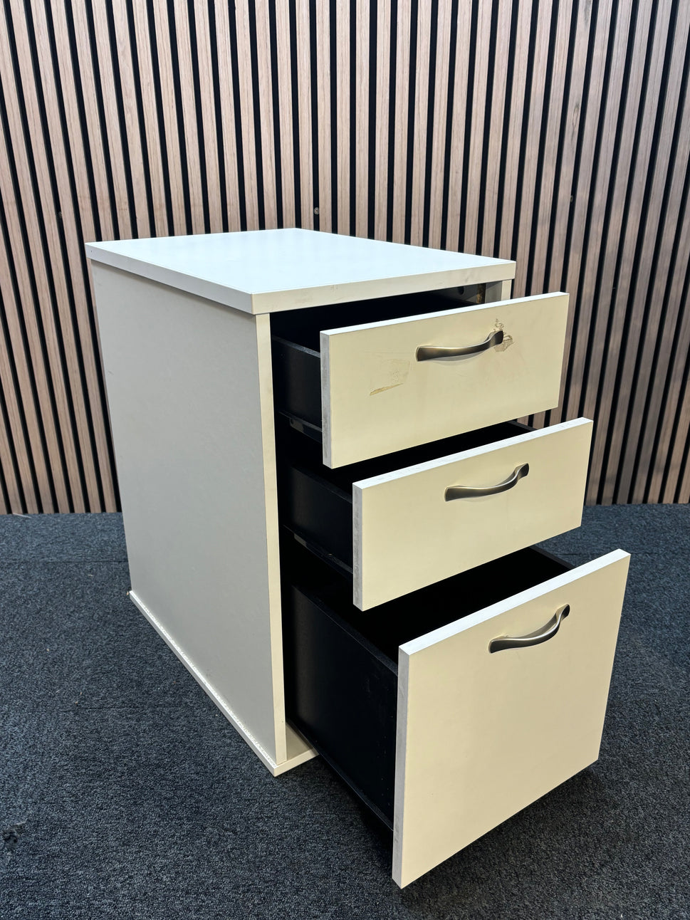 Wooden 600 desk high pedestal (600mm deep) in white