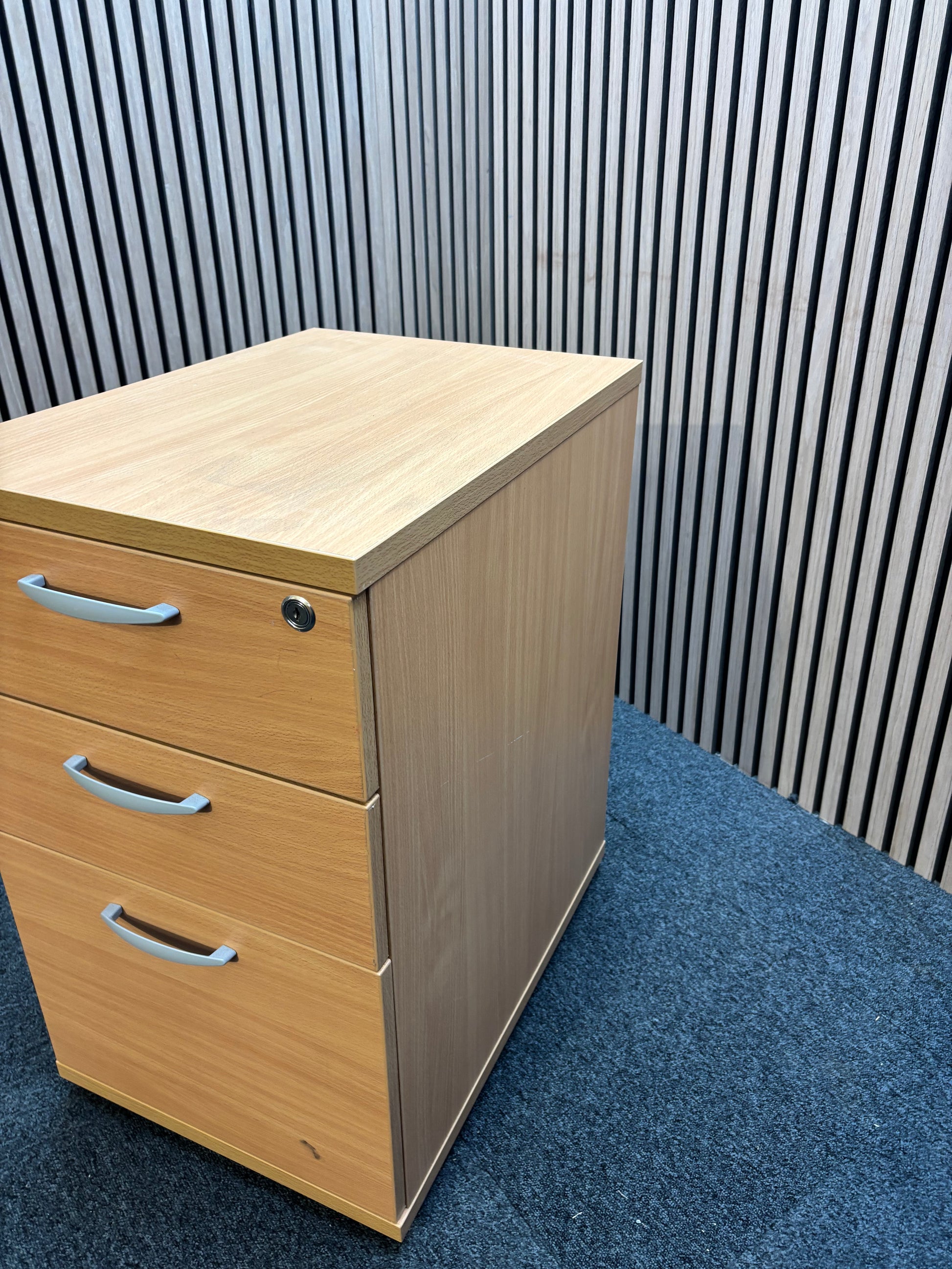 Wooden 600 desk high pedestal (600mm deep) in beech