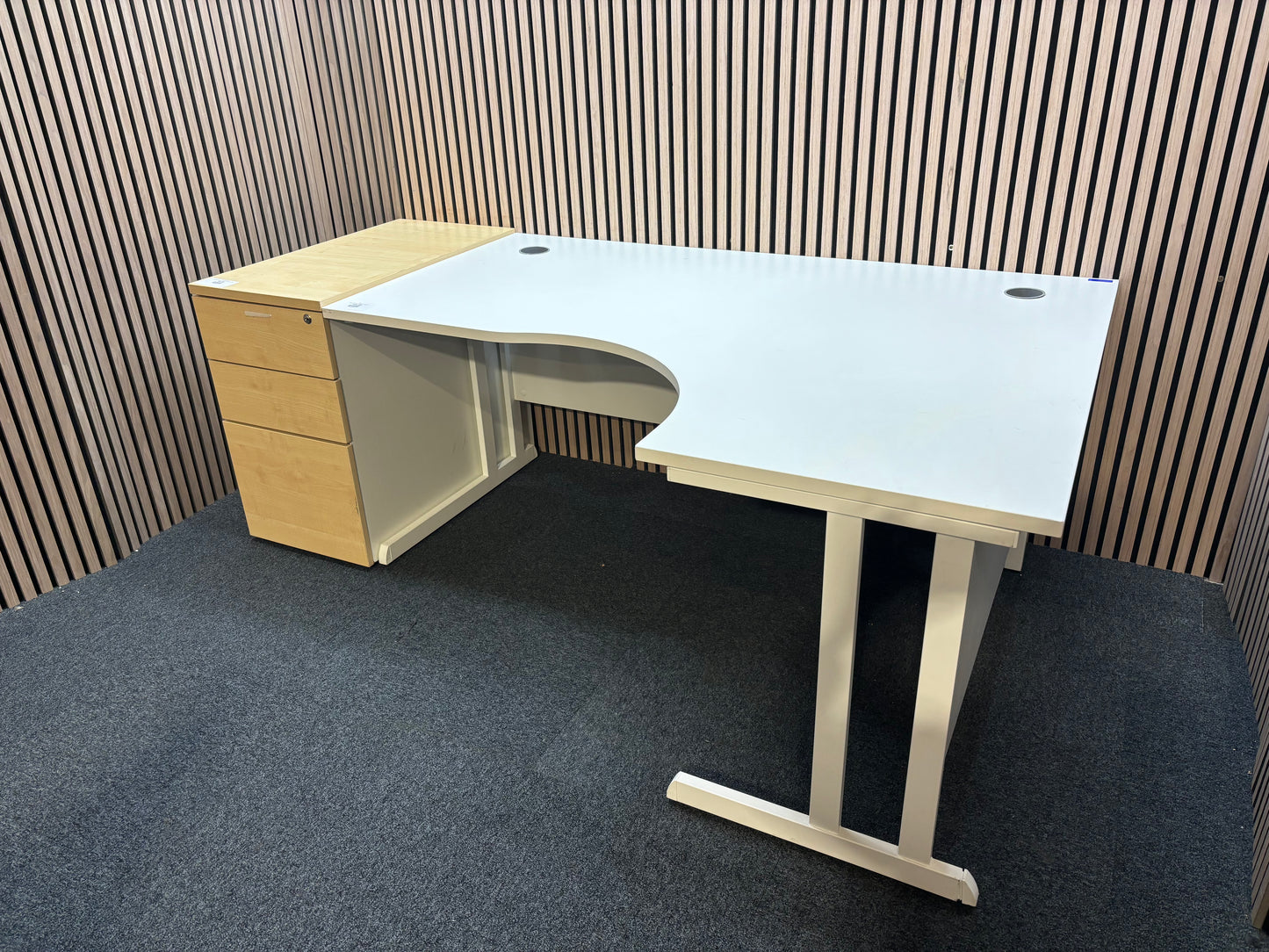 Wooden 800 desk high pedestal (800mm deep) - Maple