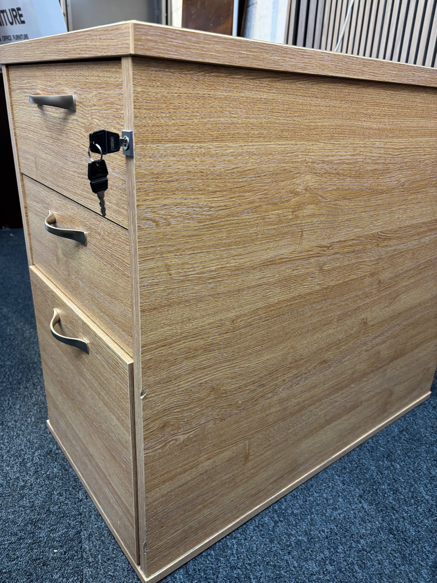 Wooden 800 desk high pedestal (800mm deep) - Oak