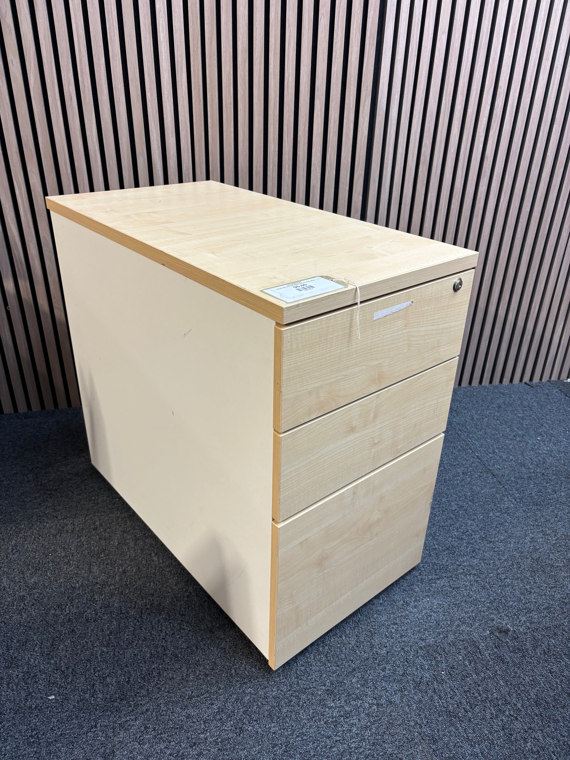 Wooden 800 desk high pedestal (800mm deep) - Maple